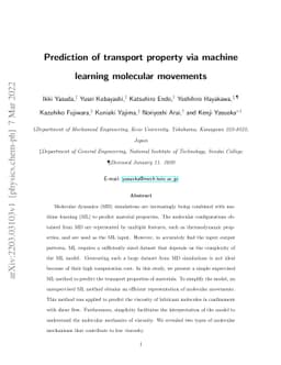 Prediction of transport property via machine learning molecular
  movements