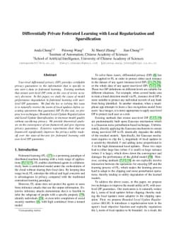 Differentially Private Federated Learning with Local Regularization and
  Sparsification