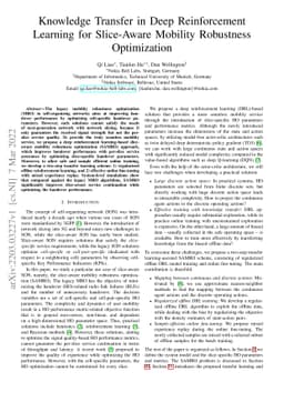 Knowledge Transfer in Deep Reinforcement Learning for Slice-Aware
  Mobility Robustness Optimization