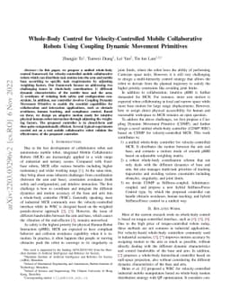 Whole-Body Control for Velocity-Controlled Mobile Collaborative Robots
  Using Coupling Dynamic Movement Primitives