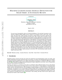 Machine Learning based Anomaly Detection for Smart Shirt: A Systematic
  Review