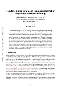 Regularising for invariance to data augmentation improves supervised
  learning