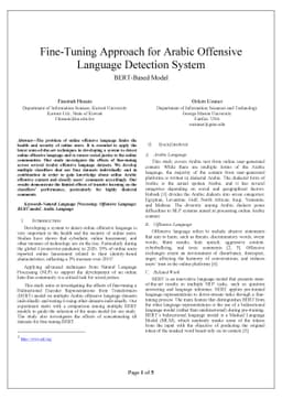 Fine-Tuning Approach for Arabic Offensive Language Detection System:
  BERT-Based Model
