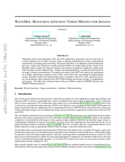WaveMix: Resource-efficient Token Mixing for Images