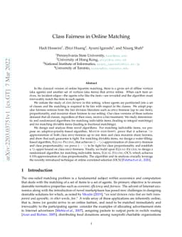 Class Fairness in Online Matching
