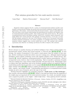 Flat minima generalize for low-rank matrix recovery