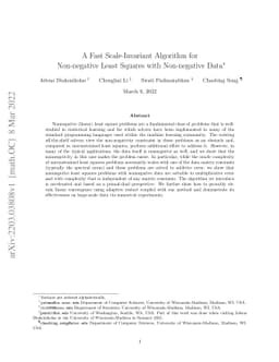 A Fast Scale-Invariant Algorithm for Non-negative Least Squares with
  Non-negative Data