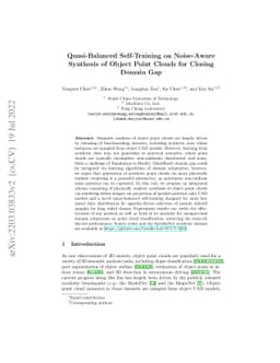 Quasi-Balanced Self-Training on Noise-Aware Synthesis of Object Point
  Clouds for Closing Domain Gap