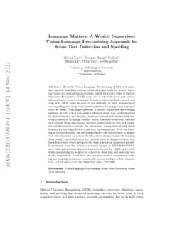 Language Matters: A Weakly Supervised Vision-Language Pre-training
  Approach for Scene Text Detection and Spotting