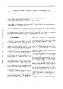 Nonlinear Isometric Manifold Learning for Injective Normalizing Flows