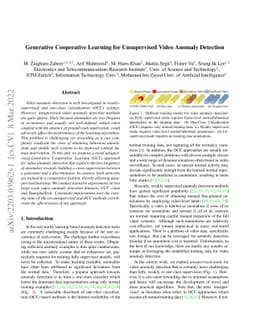 Generative Cooperative Learning for Unsupervised Video Anomaly Detection