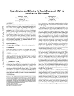 Sparsification and Filtering for Spatial-temporal GNN in Multivariate
  Time-series