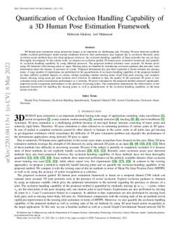 Quantification of Occlusion Handling Capability of a 3D Human Pose
  Estimation Framework