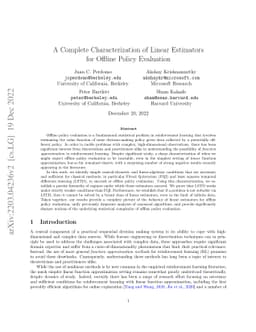 A Complete Characterization of Linear Estimators for Offline Policy
  Evaluation