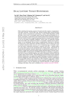 Dual Lottery Ticket Hypothesis