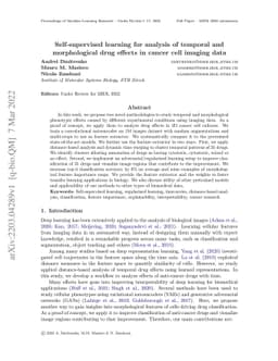 Self-supervised learning for analysis of temporal and morphological drug
  effects in cancer cell imaging data