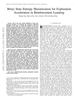 Rényi State Entropy for Exploration Acceleration in Reinforcement
  Learning