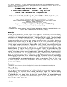 Deep Learning Neural Networks for Emotion Classification from Text:
  Enhanced Leaky Rectified Linear Unit Activation and Weighted Loss