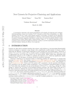 New Coresets for Projective Clustering and Applications