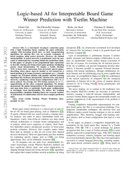 Logic-based AI for Interpretable Board Game Winner Prediction with
  Tsetlin Machine