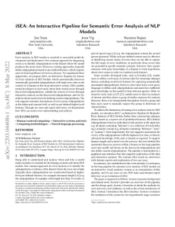 iSEA: An Interactive Pipeline for Semantic Error Analysis of NLP Models
