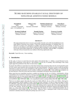 Score matching enables causal discovery of nonlinear additive noise
  models
