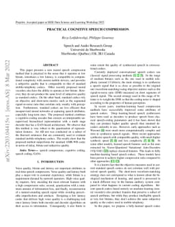 Practical cognitive speech compression