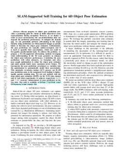 SLAM-Supported Self-Training for 6D Object Pose Estimation