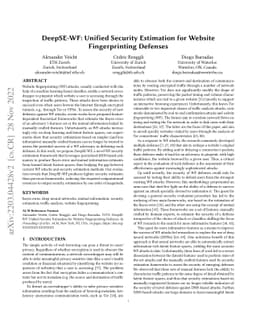 DeepSE-WF: Unified Security Estimation for Website Fingerprinting
  Defenses