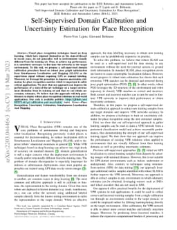 Self-Supervised Domain Calibration and Uncertainty Estimation for Place
  Recognition