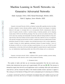Machine Learning in NextG Networks via Generative Adversarial Networks