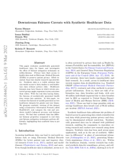 Downstream Fairness Caveats with Synthetic Healthcare Data