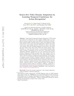 Source-free Video Domain Adaptation by Learning Temporal Consistency for
  Action Recognition