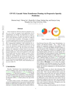 CP-ViT: Cascade Vision Transformer Pruning via Progressive Sparsity
  Prediction