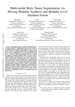 Multi-modal Brain Tumor Segmentation via Missing Modality Synthesis and
  Modality-level Attention Fusion