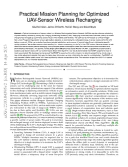 Practical Mission Planning for Optimized UAV-Sensor Wireless Recharging