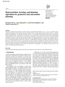 Representation, learning, and planning algorithms for geometric task and
  motion planning