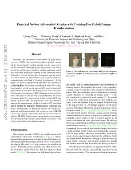 Practical No-box Adversarial Attacks with Training-free Hybrid Image Transformation