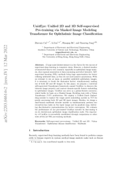 Uni4Eye: Unified 2D and 3D Self-supervised Pre-training via Masked Image
  Modeling Transformer for Ophthalmic Image Classification