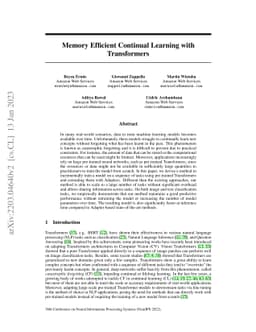 Memory Efficient Continual Learning with Transformers