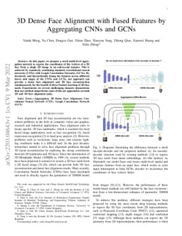 3D Dense Face Alignment with Fused Features by Aggregating CNNs and GCNs