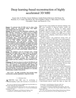Deep learning-based reconstruction of highly accelerated 3D MRI