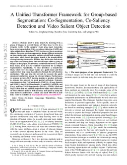 A Unified Transformer Framework for Group-based Segmentation:
  Co-Segmentation, Co-Saliency Detection and Video Salient Object Detection