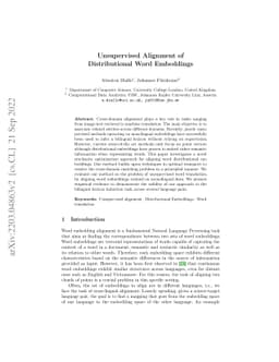 Unsupervised Alignment of Distributional Word Embeddings