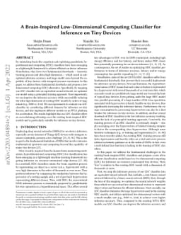 A Brain-Inspired Low-Dimensional Computing Classifier for Inference on
  Tiny Devices