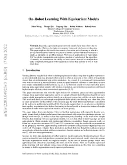 On-Robot Learning With Equivariant Models