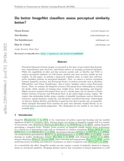 Do better ImageNet classifiers assess perceptual similarity better?