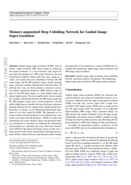 Memory-augmented Deep Unfolding Network for Guided Image
  Super-resolution