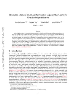 Resource-Efficient Invariant Networks: Exponential Gains by Unrolled
  Optimization