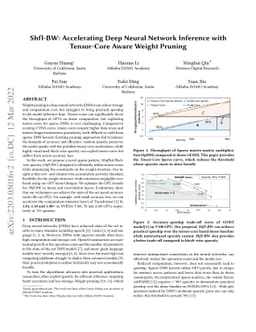 Shfl-BW: Accelerating Deep Neural Network Inference with Tensor-Core
  Aware Weight Pruning